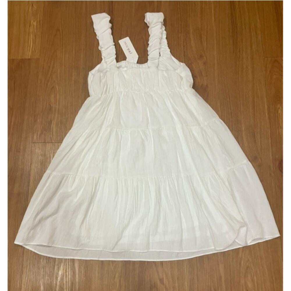Pink Rose Juniors' BubbleStrap Tiered Mini Dress Ivory M - Picture 2 of 5